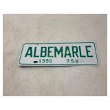 1990 Albemarle Metal License Plate