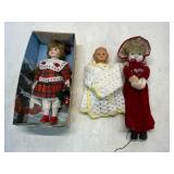 Three Vintage Dolls in Mixed Materials