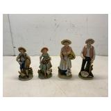 4 Hand-Painted Ceramic Figurines