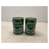 Two Quaker State Motor Oil Cans