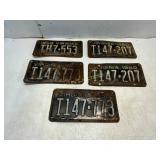 5 Virginia License Plates, 1958 and 1960