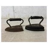 2 Cast Iron Sad Irons with Handles