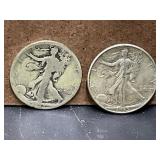 1923-S and 1945 Walking Liberty Silver Half Dollar