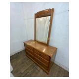 Wooden Dresser with Mirror and Drawers