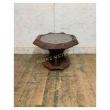 Octagonal Wood Side Table with Glass Top
