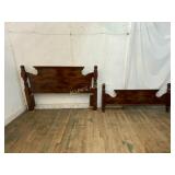 Full-Size Wooden Bed Frame with Turned Posts