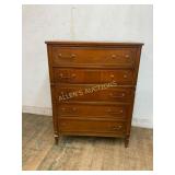 Five-Drawer Wooden Chest with Brass Hardware