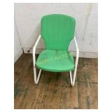 Green Metal Lawn Chair with White Frame