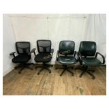 4 Black Leather Upholstered Office Chair