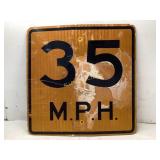 Vintage Reflective 35 MPH Traffic Sign
