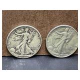 1946 D and 1941 D Walking Liberty Silver Half Doll