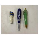 3 Beer Tap Handles: Bud Light, Harp Lager, Blue Mo