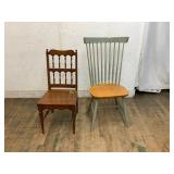 Two Wooden Chairs: Spindle Back and Turned Backres