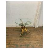 Glass-Top Table with Gilt Metal Base