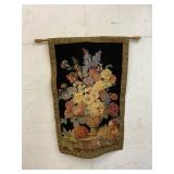 Floral Tapestry Wall Hanging with Rod