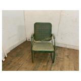 Green Metal Patio Chair with Armrests