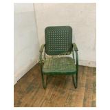 Green Metal Patio Chair with Mesh Design