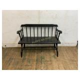 Black Painted Spindle-Back Wooden Bench