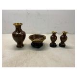 Chinese Cloisonn© Vase and Bowl Set with Stands