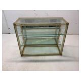 Glass Display Case with Brass-Tone Frame
