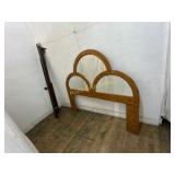 Wood and Mirror Full Bed Frame Set