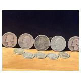 10 Coins: 5 Quarters and 5 Dimes, 90% Silver