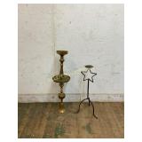 Two Metal Candleholders with Unique Designs
