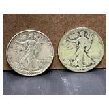 1939-D and 1927-S Walking Liberty Silver Half Doll