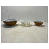 Three Pyrex Cinderella Mixing Bowls