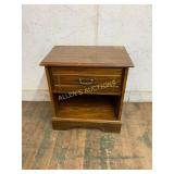 Wooden Nightstand with Single Drawer