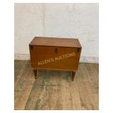 Wooden Chest with Hinged Lid and Compartments