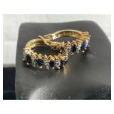 Gold Hoop Earrings with Sapphires and Diamonds