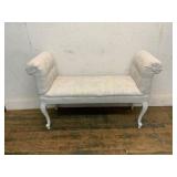 Upholstered Bench with Rolled Arms and Tufted Deta