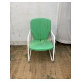 Green Metal Patio Chair with White Frame