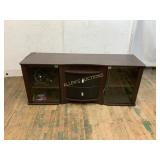 Wood TV Stand with Glass Doors and Drawers