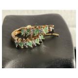 Yellow Gold Earrings with Emeralds and Diamonds