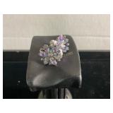 Silver-Toned Floral Screw-Back Earrings