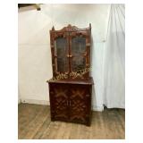 Carved Wood China Cabinet with Glass Doors