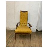 Wood-Framed Armchair with Yellow Upholstery