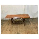 Live Edge Wood Table on Cast Iron Base