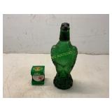 Green Glass Eagle Decanter With Mini Whisky