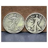 1920 and 1946 Walking Liberty Silver Half Dollars,