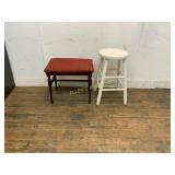 Wooden Stool and Upholstered BenchÂÂ
