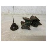 Vintage Bench Vise and Metal Oil Can