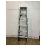 Blue Aluminum Step Ladder with Six Steps