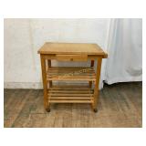 Wooden Kitchen Cart with Drawer and Shelves