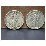 1941 and 1939 Walking Liberty Half Dollars