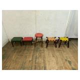 Five Small Wood Stools