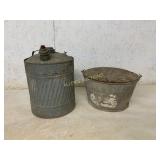 Galvanized Bucket and Metal Oil Can