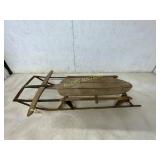 Wooden Sleigh with Metal Runners